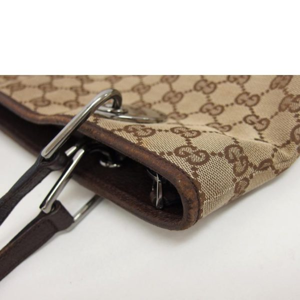 82952 7 Gucci GG Canvas Leather Tote Bag Brown Beige