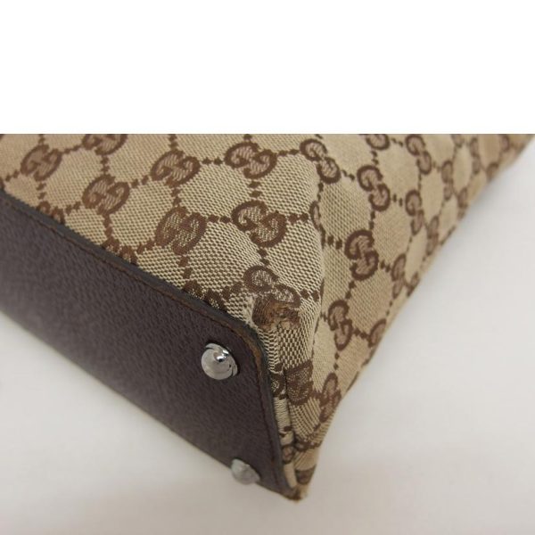 82952 9 Gucci GG Canvas Leather Tote Bag Brown Beige