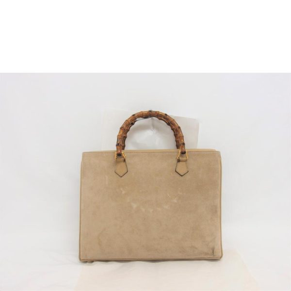 82969 2 Gucci Old Gucci Leather Handbag Bamboo Suede 2Way Shoulder Bag Beige