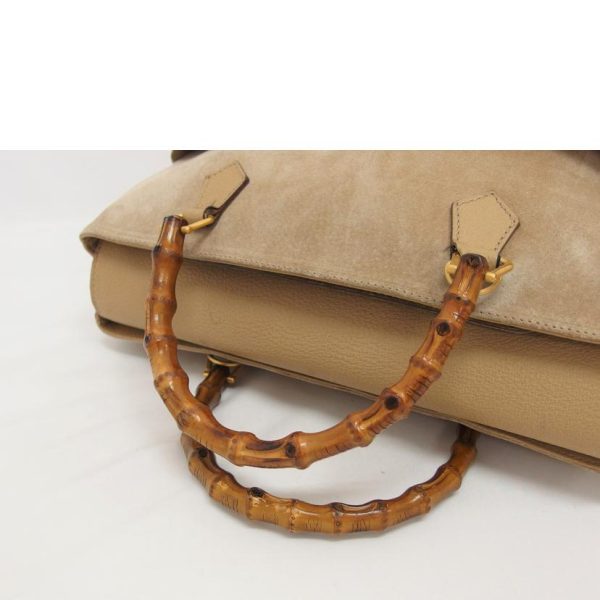 82969 4 Gucci Bamboo Suede Two Way Shoulder Bag Beige