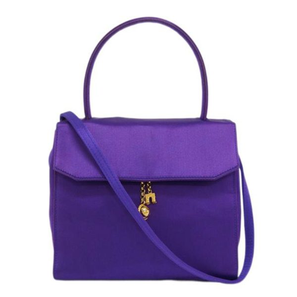 83068 1 Celine Satin 2WAY Shoulder Bag Purple