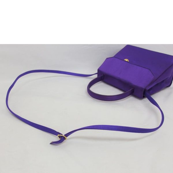 83068 5 Celine Satin 2WAY Shoulder Bag Purple