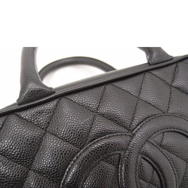 83213 7 Chanel Caviar Skin Matelassé Mini Boston Bag Black