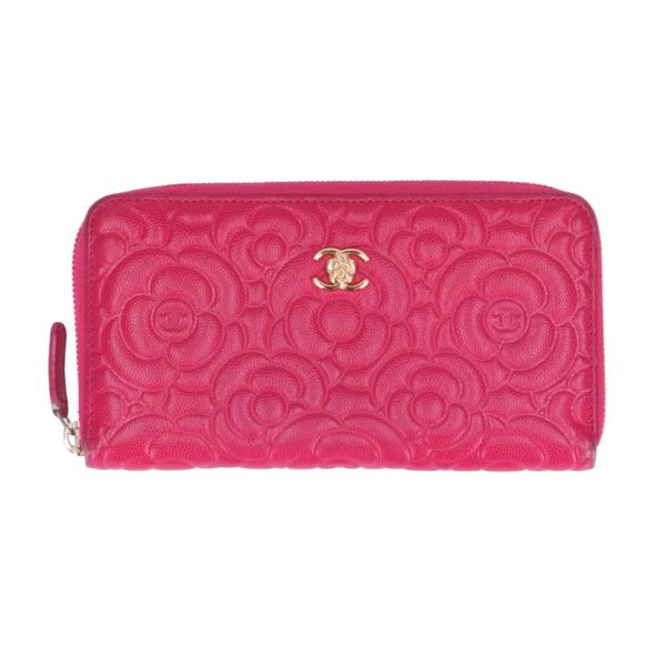 83304 1 Chanel Camellia Round Zip Wallet Pink