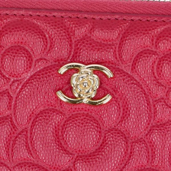 83304 7 Chanel Camellia Round Zip Wallet Pink