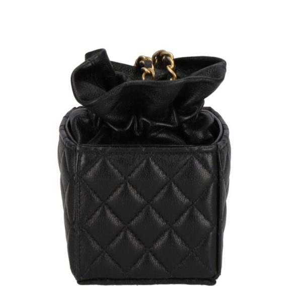 83335 2 Chanel Matelassé Mini Drawstring Shoulder Bag Black