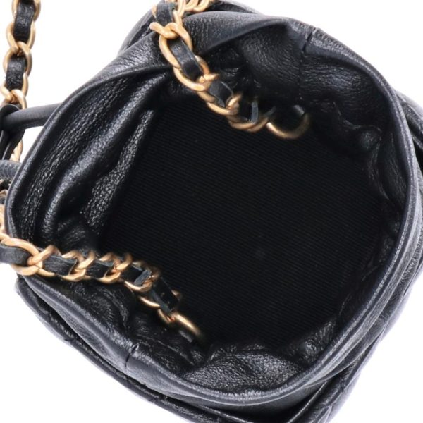 83335 5 Chanel Matelassé Mini Drawstring Shoulder Bag Black