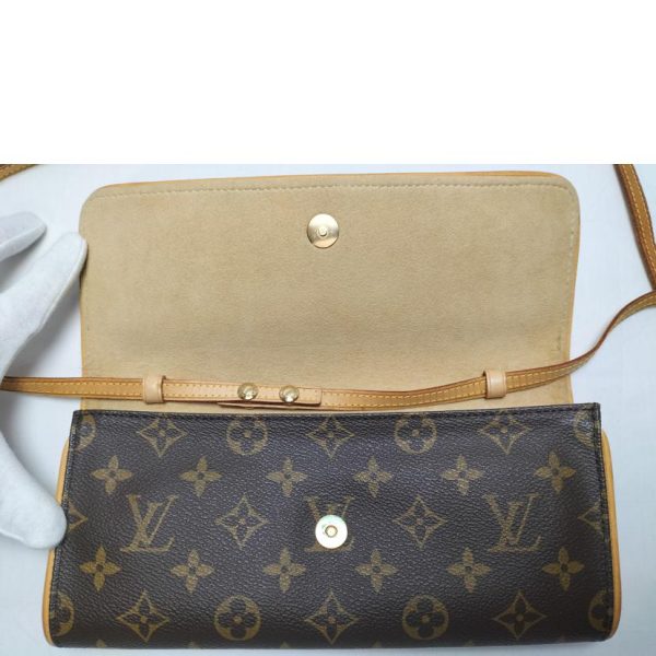 83656 3 Louis Vuitton Pochette Twin Monogram Clutch Bag Brown