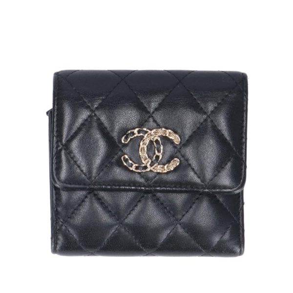 83854 1 Chanel Cocoma Compact Wallet Black