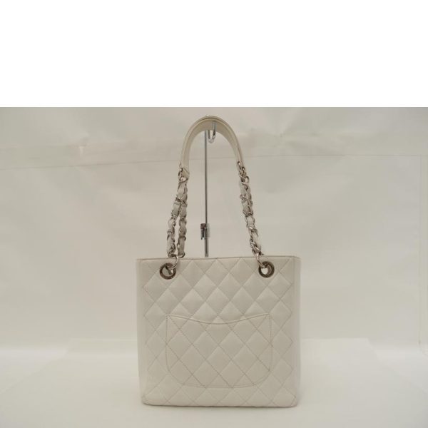 83930 2 Chanel Caviar Skin Matelassé Chain Tote White