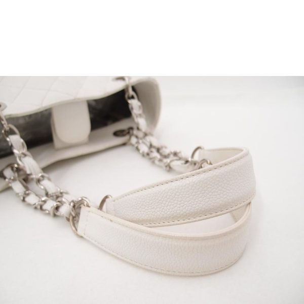 83930 4 Chanel Caviar Skin Matelassé Chain Tote White