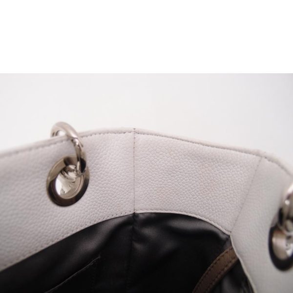 83930 6 Chanel Caviar Skin Matelassé Chain Tote White