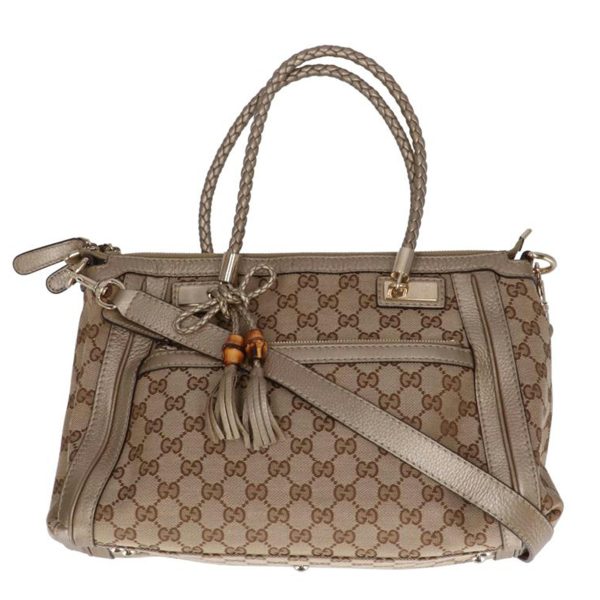 83965 1 Gucci GG Bella Leather 2Way Shoulder Bag Beige