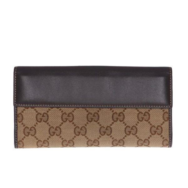 84044 2 Gucci Heart Logo Plate Leather Long Wallet Beige