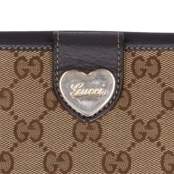 84044 9 Gucci Heart Logo Plate Leather Long Wallet Beige