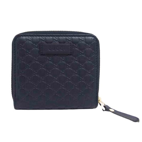 84222 1 Gucci Round Zipper Wallet Micro Guccissima Leather Bifold Recompact Wallet Navy