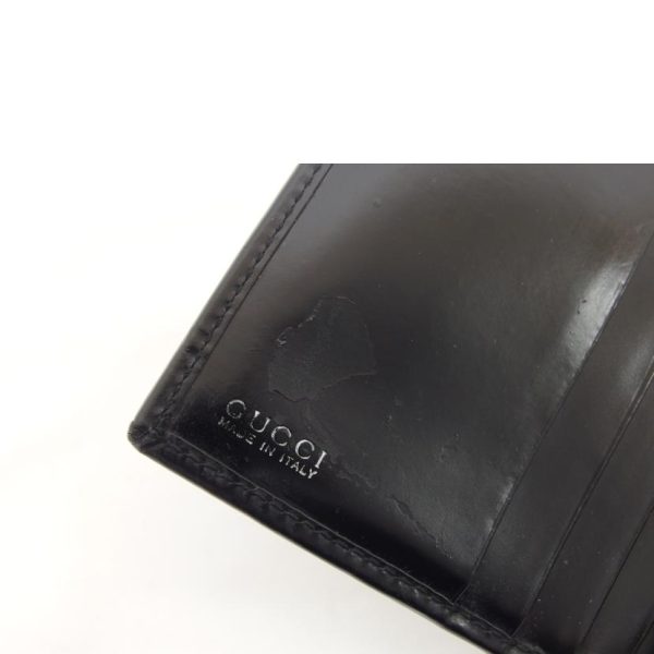 84246 6 Gucci Enamel Leather Bi Fold Long Wallet Black