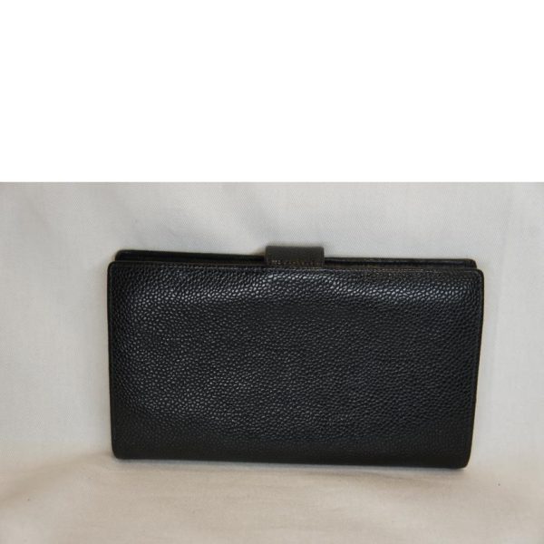 84316 2 Chanel Caviar 2 Folds Wallet Bag Black