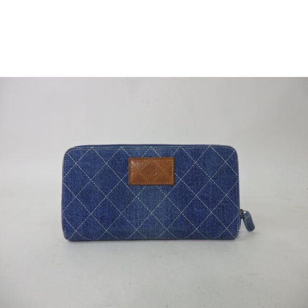 84392 2 Chanel Coco Mark Round Zipper Long Wallet Denim