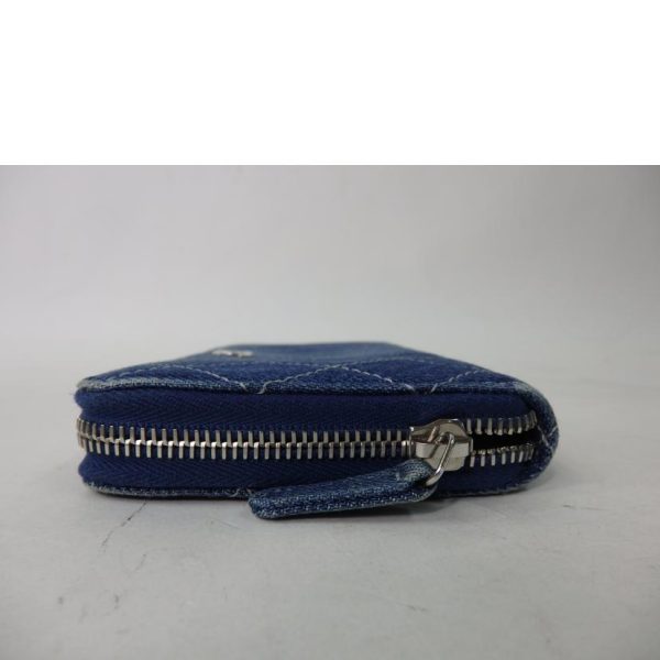 84392 5 Chanel Coco Mark Round Zipper Long Wallet Denim