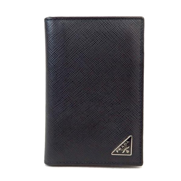 84563 1 PRADA Prada Saffiano Triangle Card Case Bag Black