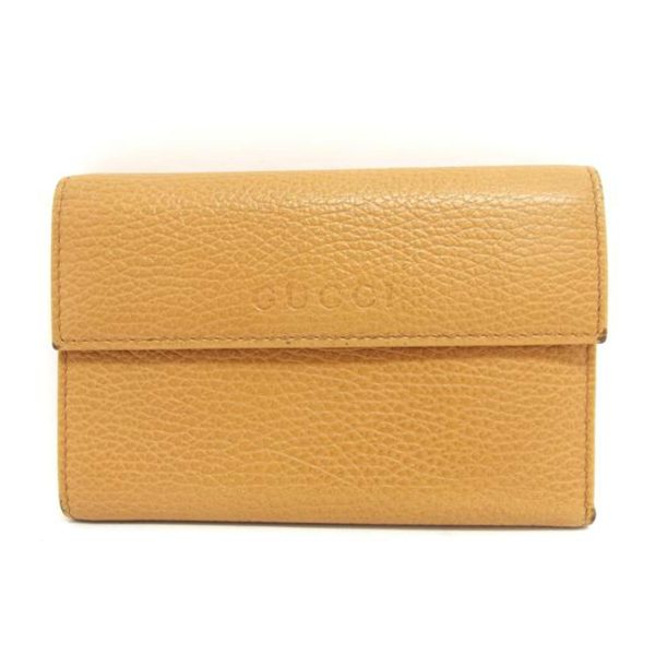 84635 1 Gucci Leather Tri fold Wallet Camel