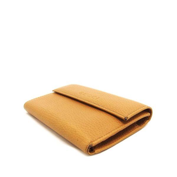 84635 3 Gucci Leather Tri fold Wallet Camel