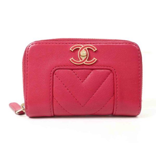 84869 1 Chanel Cocomark Mademoiselle Lambskin Coin Case Hot Pink