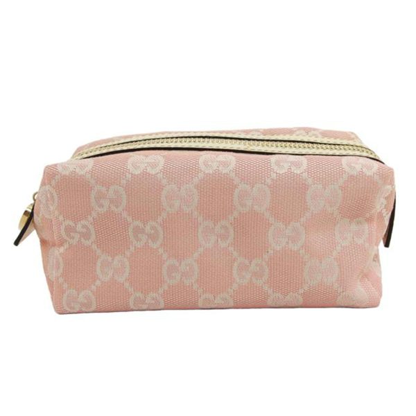 84963 1 Gucci Leather Multi Case GG Canvas Cosmetic Pouch Pink