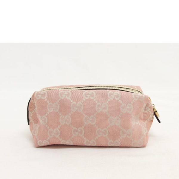 84963 2 Gucci Leather Multi Case GG Canvas Cosmetic Pouch Pink