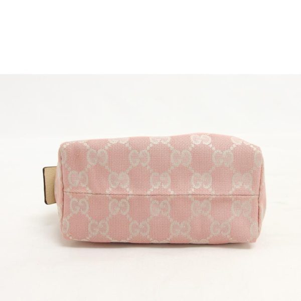 84963 3 Gucci Leather Multi Case GG Canvas Cosmetic Pouch Pink