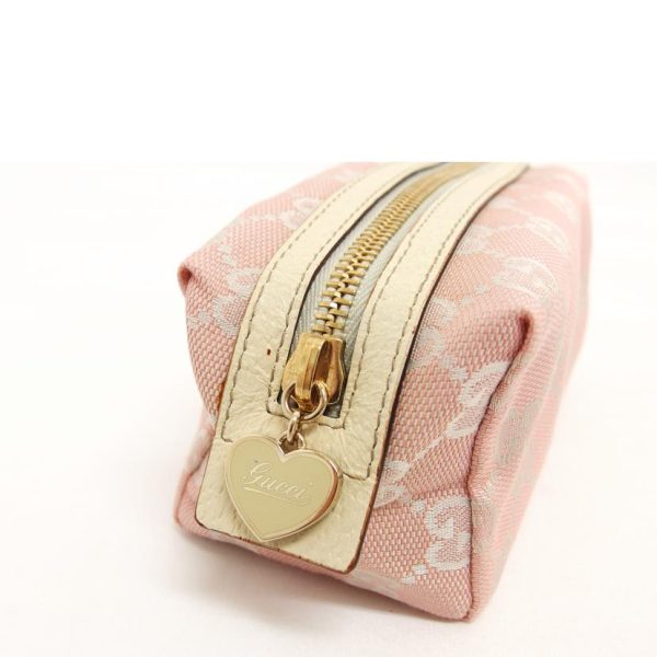 84963 4 Gucci Leather Multi Case GG Canvas Cosmetic Pouch Pink