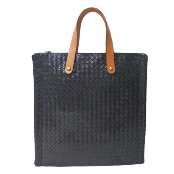 84986 1 BOTTEGA VENETA Intrecciato Tote Bag Leather Black Brown