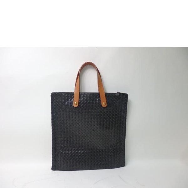 84986 2 BOTTEGA VENETA Intrecciato Tote Bag Leather Black Brown