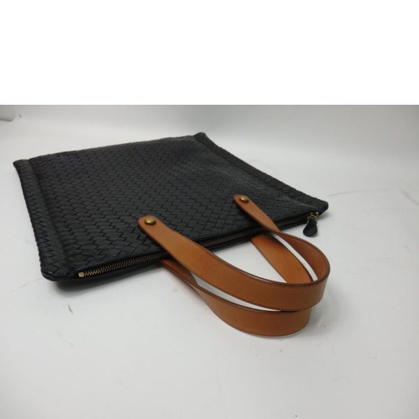 84986 4 BOTTEGA VENETA Intrecciato Tote Bag Leather Black Brown