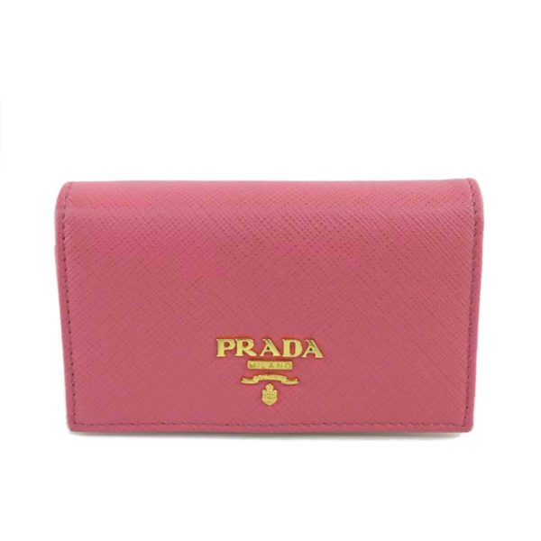 85248 1 Prada Saffiano Leather Business Card Holder Bag Black