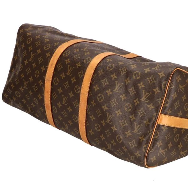 85318 3 Louis Vuitton Keepall Bandouliere 55 Duffel Bag Monogram Brown