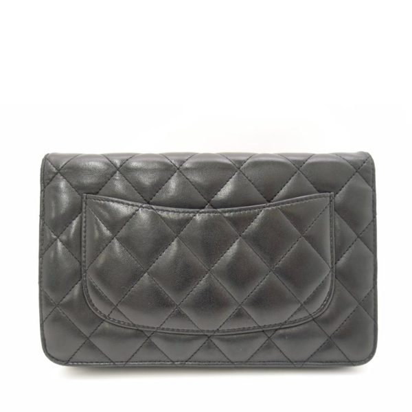 85319 2 Chanel Matelasse Chain Wallet Black