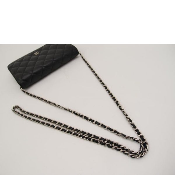 85319 4 Chanel Matelasse Chain Wallet Black