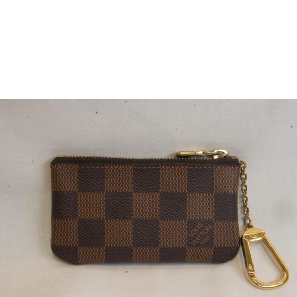 85573 2 Louis Vuitton Pochette Cle Damier Key Pouch Brown