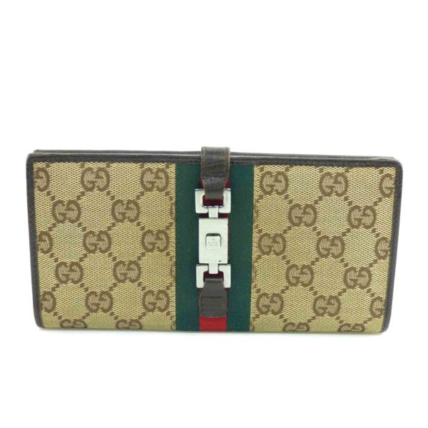 85781 1 GUCCI GG Canvas Leather Long Wallet