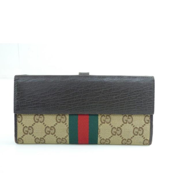 85781 2 GUCCI GG Canvas Leather Long Wallet