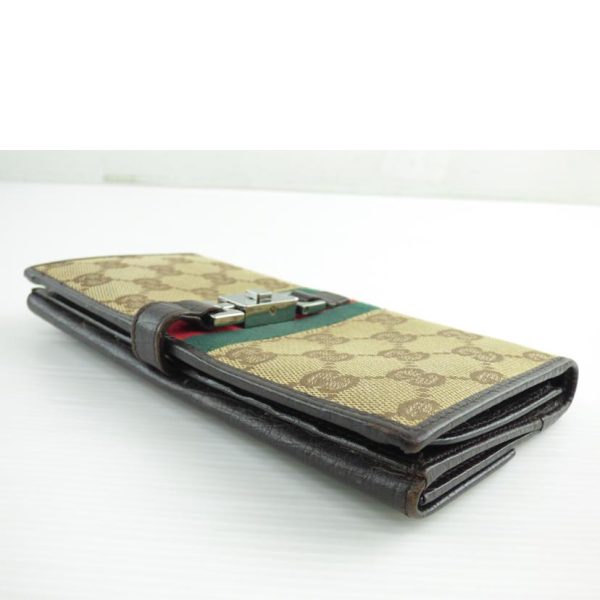 85781 3 GUCCI GG Canvas Leather Long Wallet