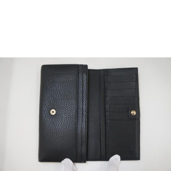 85805 4 Gucci Interlocking G Leather Long Wallet Black