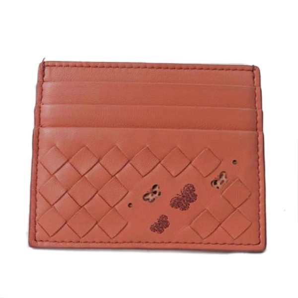 85931 1 Bottega Veneta Intrecciato Card Case Butterfly Pink