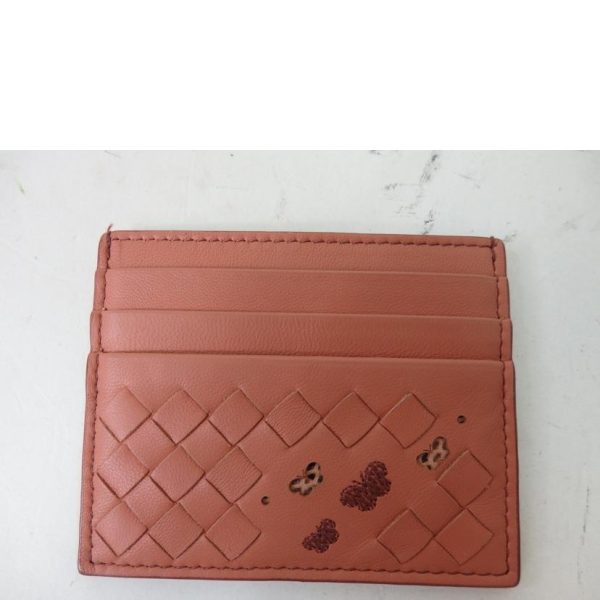 85931 5 Bottega Veneta Intrecciato Card Case Butterfly Pink