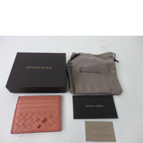 85931 6 Bottega Veneta Intrecciato Card Case Butterfly Pink