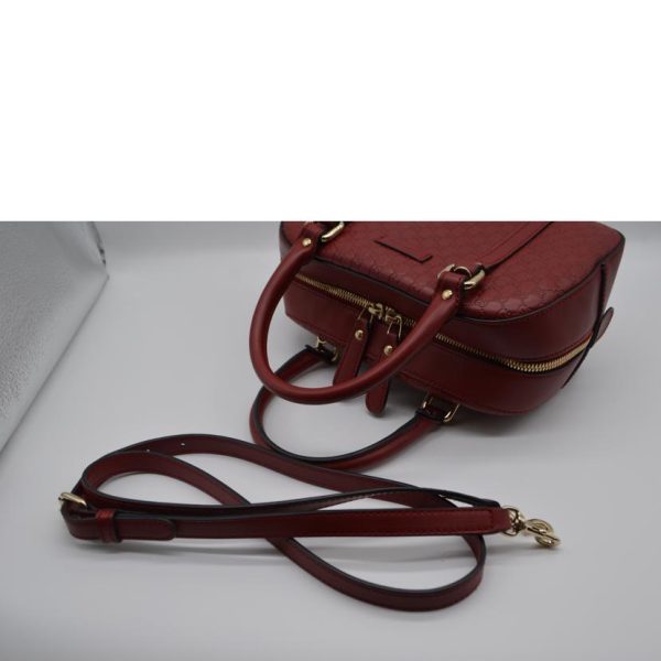 86216 3 Gucci Micro Guccisima 2 Way Leather Handbag Bordeaux