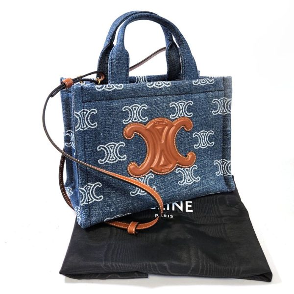 864 10 Celine Kabatais Denim Handbag