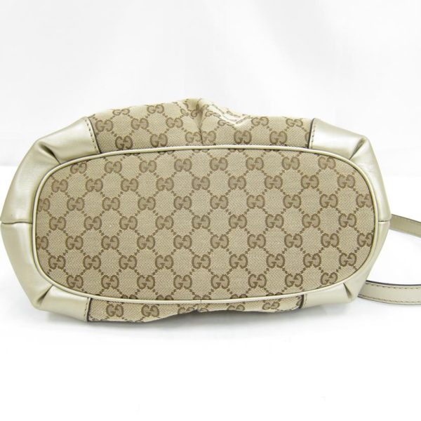 86409 3 Gucci GG Canvas 2Way Handbag Beige